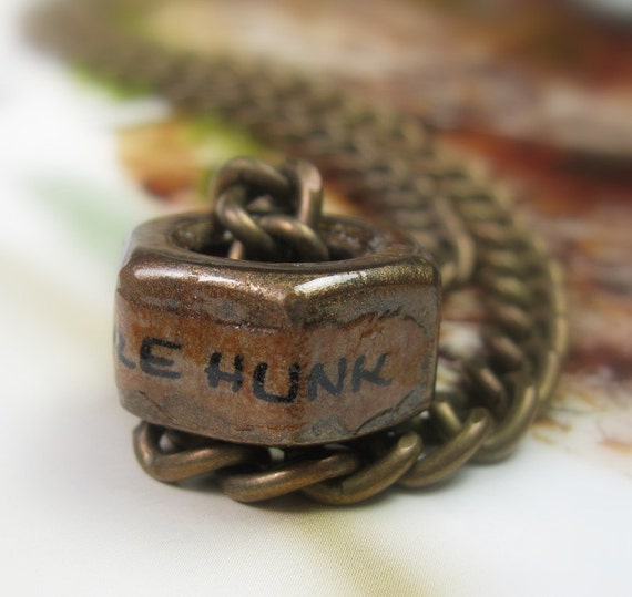 Hardware Hunk, Industrial Chic, Hex Nut Necklace, Men's Necklace, Steampunk, Gifts For Men, Metal Jewelry, Rugged and Manly, Blue Collar