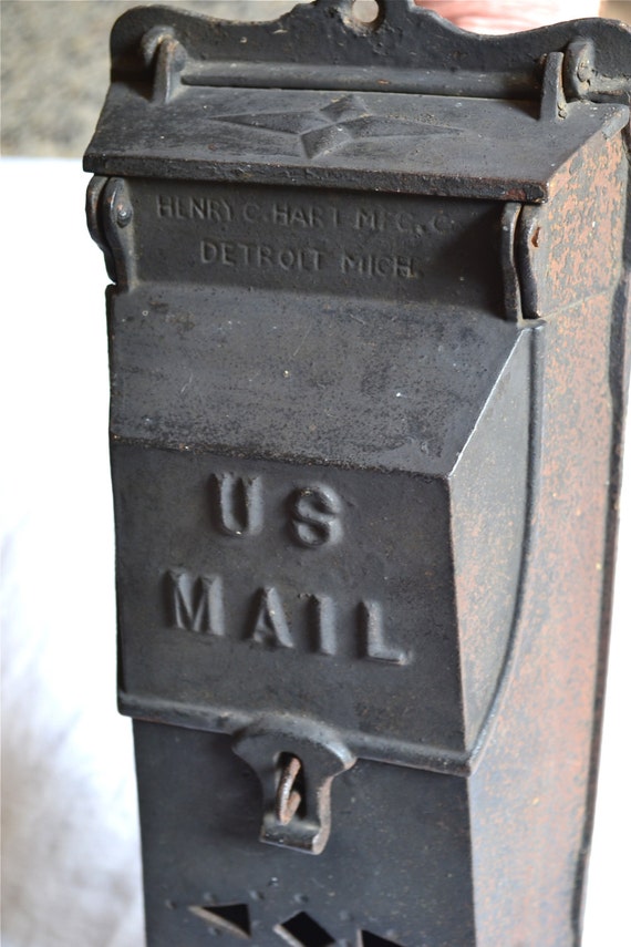 Vintage Cast Iron Wall Mounted Mailbox Henry C by pumpkintruck