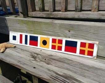 Nautical Beach Sign CUSTOM flags Spell Your Name