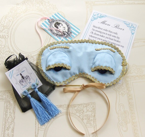 Breakfast at Tiffany's sleep mask and ear plugs by talulahblue