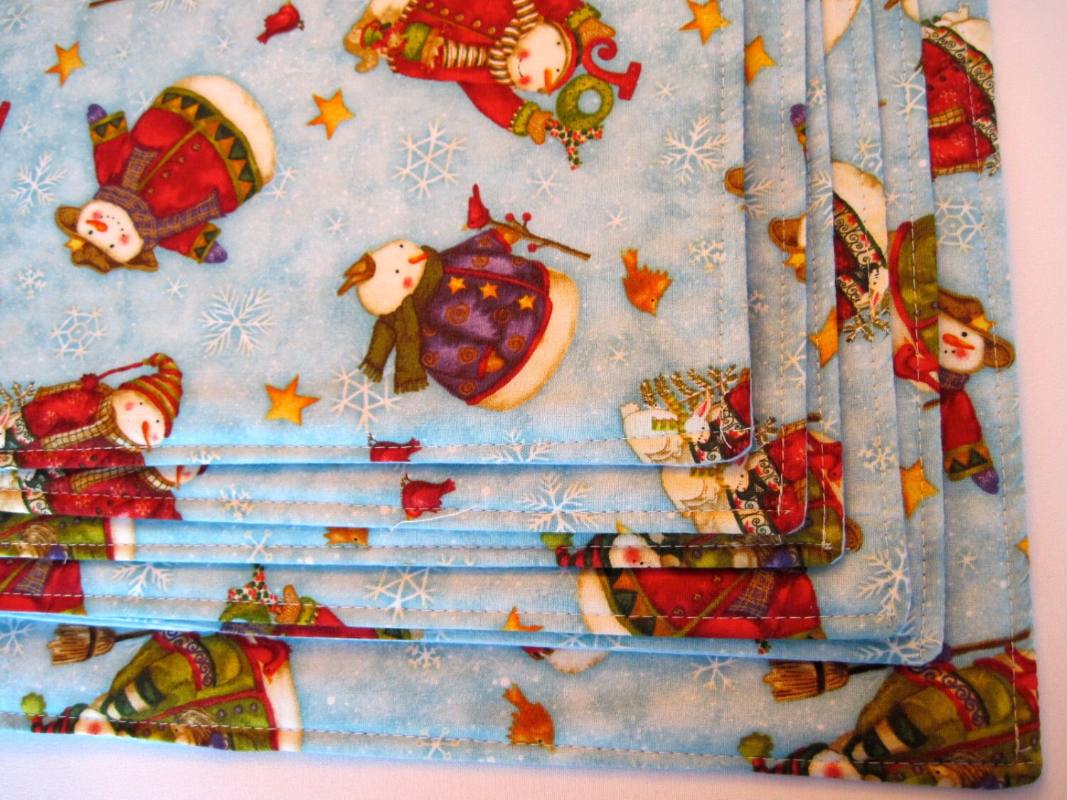 Snowman Placemats Reversible 6 piece set by tracystreasuresri
