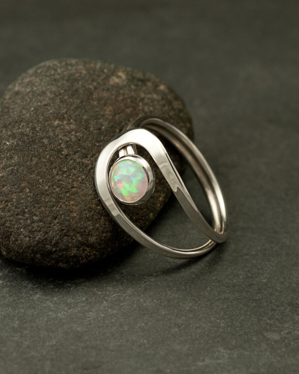 Opal Ring Silver Opal Ring Gemstone Ring Sterling Silver