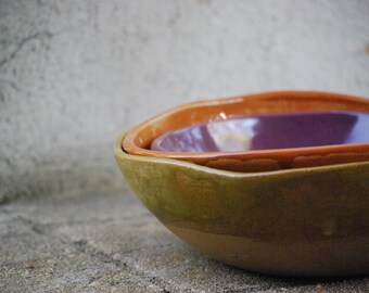 Ceramic serving bowls - Nesting bowls - Housewarming gift - farmhouse pottery bowls, serving bowl - large bowls