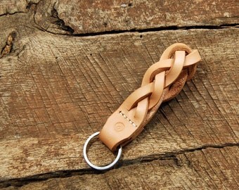 Handmade Braided Leather Keychain Keyring Keyfob - Personalized Keychain