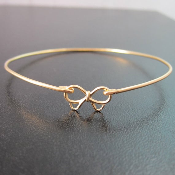 Gold Bow Bracelet Bow Bangle Bracelet Bridesmaid Jewelry