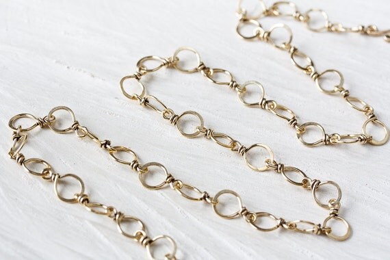 Handmade Hammered Brass Links Chain wire wrapped by CookOnStrike