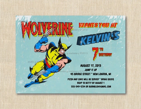 Wolverine Birthday Party Invitations 2