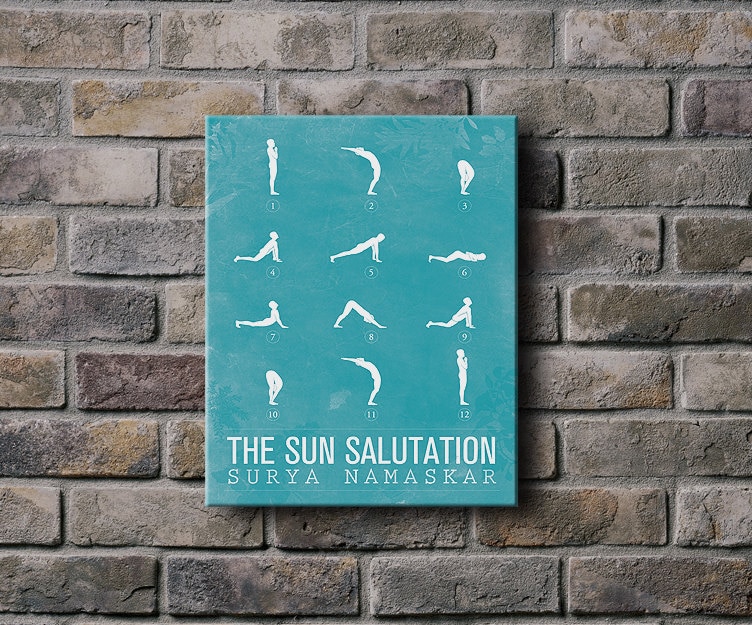 Sun Salutation / 12 basic Yoga postures 8x10 by sunnychampagne