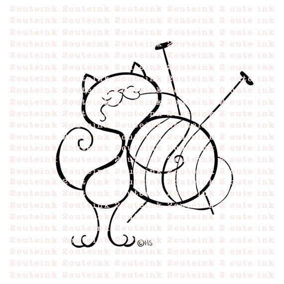 Cat Knit Digital Stamp
