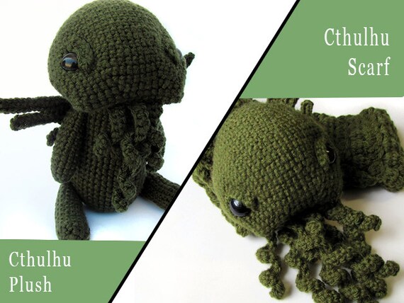 Crochet PATTERN BUNDLE - Amigurumi Cthulhu Cowl AND Cthulhu Plush