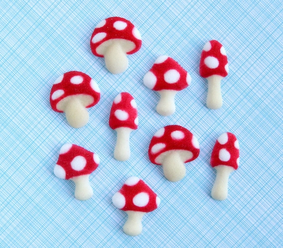 Toadstool Edible Sugar Decorations for Cupcake and Cake Decorating - Mushroom Cupcake Decorations (12) Il_570xn