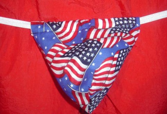 Men's USA AMERICAN FLAG G-String Thong Lingerie Male Patriotic Underwear