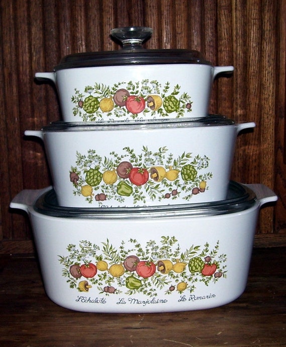 3 Piece Corningware Pyrex Spice of Life Casserole Dishes with