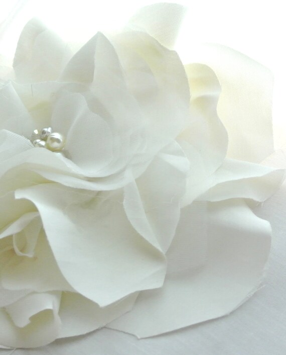 Rose wedding brooch shabby satin flower pin rustic bridal