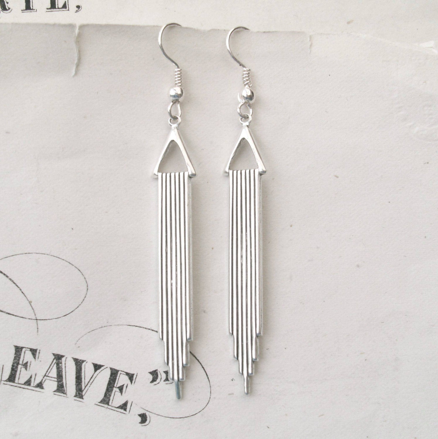 Silver Art Deco Earrings Dangly Earrings Drop Earrings