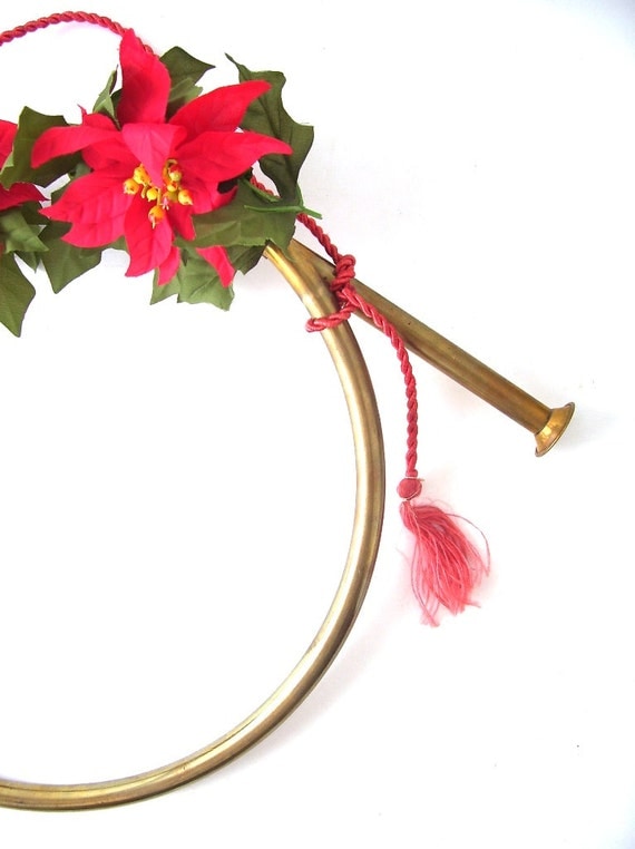 vintage brass christmas holiday french horn decoration