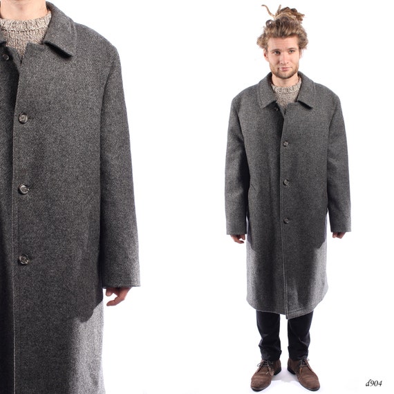 Mens Wool Coat . Vintage 1950s Coat . Mens Winter Coat . Gray