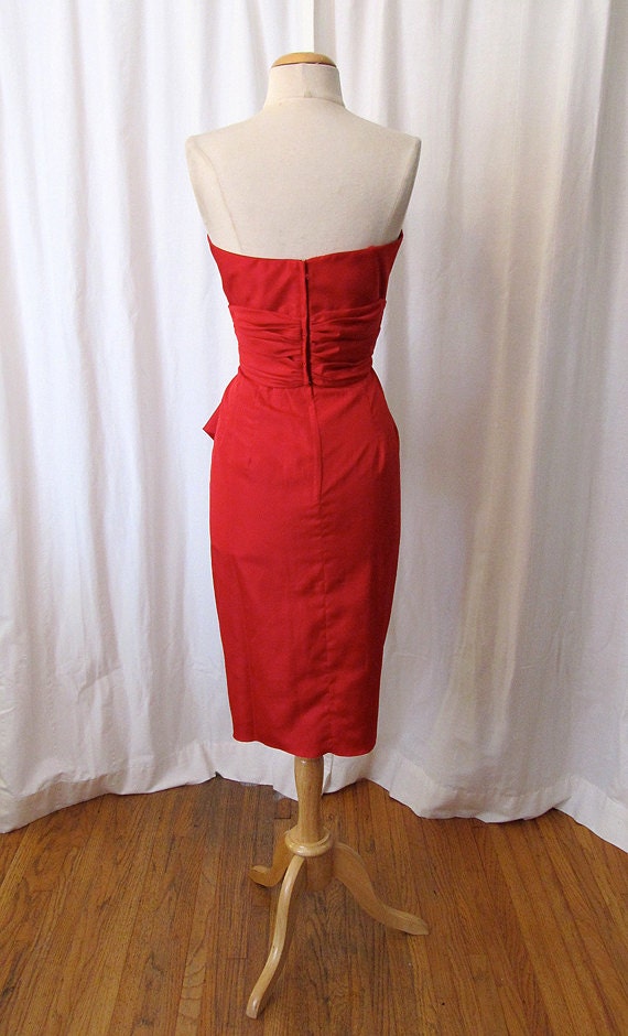 Designer Lilli Diamond Red Satin Cocktail Dress
