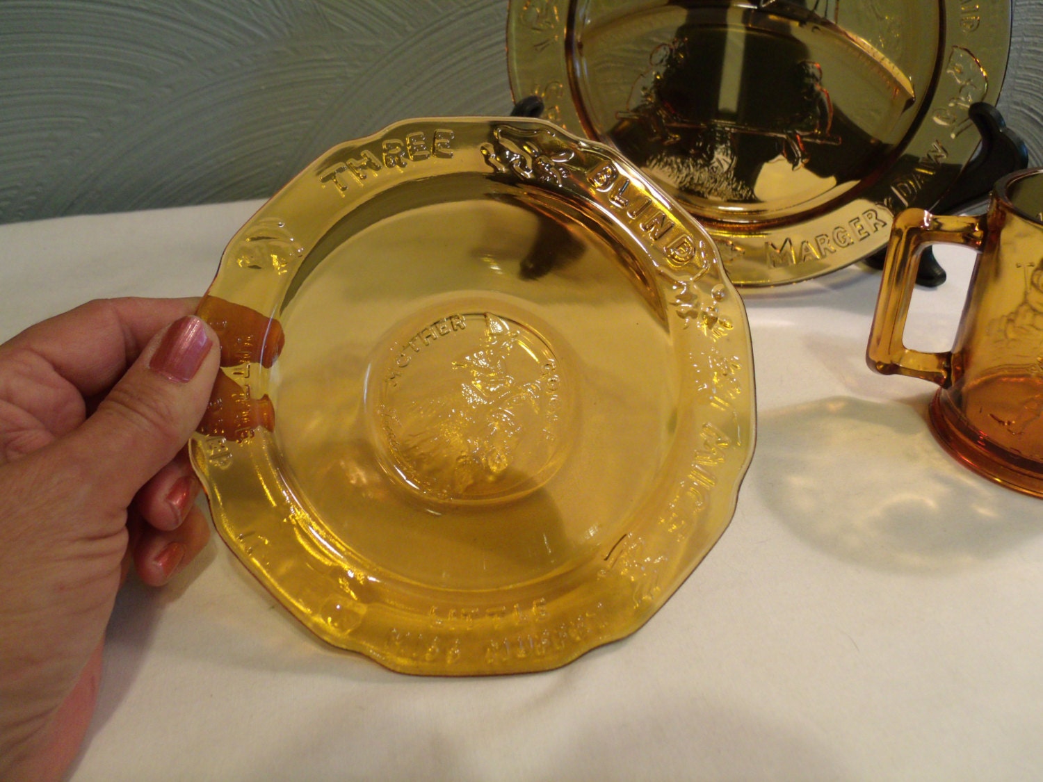 Vintage Amber Child's Dish Set Tiara Glass Dishes