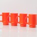 Vintage Atomic Orange Milk Glass Mugs - Set of 4 Nesting Cups Mid Century 1950s Serving
