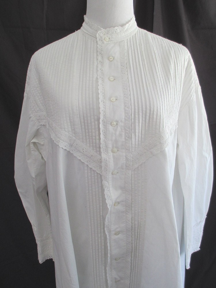 Victorian 1800's nightgown cotton pintucks by vintageboxofdelights