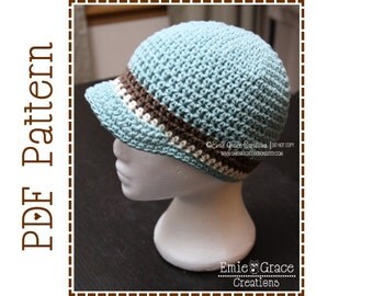 Crochet Newsboy Hat Pattern, 8 Sizes from Newborn to Adult, JOSIAH - pdf 401
