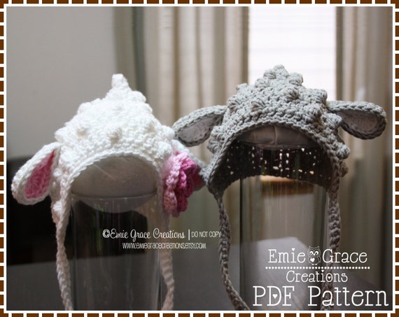 crochet hat pattern baby lamb Bonnet, LAMB 140 Crochet LIL' LANIE Pattern, Baby Hat Lamb pdf