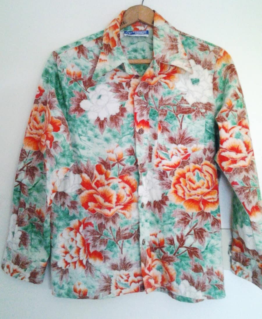 Vintage 1980's OP Hawaiian Shirt L Mens Ocean Pacific Heavy Cotton thread large