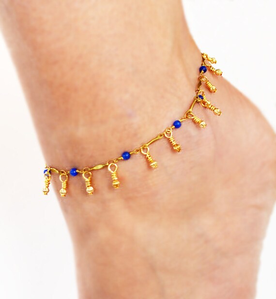 Bohemian Flower Child Ankle Bracelet Gemstones Boho Anklet