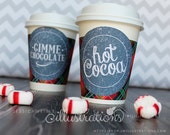 Red Plaid Hot Cocoa Bar Printable Coffee Sleeve- Hot Cup Wrapper- Printable Party Favors - Hot Chocolate Bar Party Printables Il_170x135