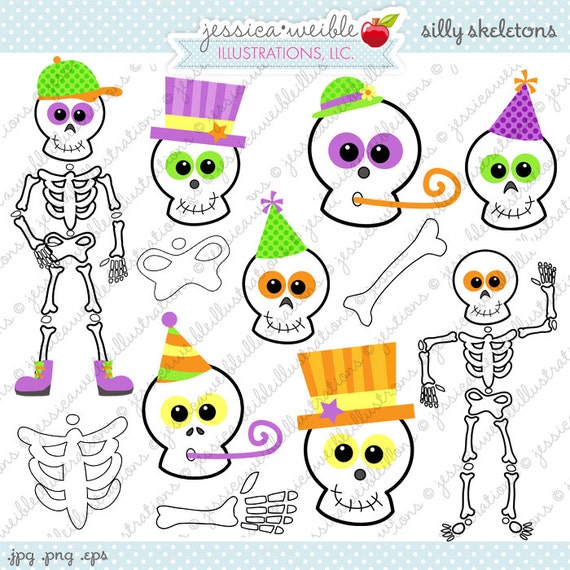 Silly Skeletons Cute Digital Clipart Commercial Use OK
