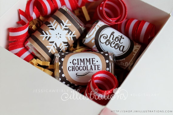 Hot Cocoa Bar Printable Candy Bar Wrappers- Mini Chocolate Bar Wrapper- Printable Party Favors - Hot Chocolate Bar Party Printables Il_570xn
