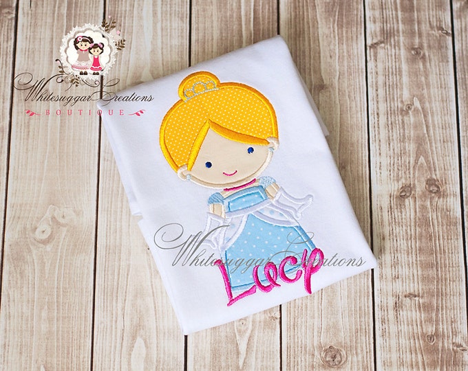Blonde Princess Shirt - Cinderella Personalized Shirt - Baby Girl Outfit - Embroidered Custom Baby Girl Shirt