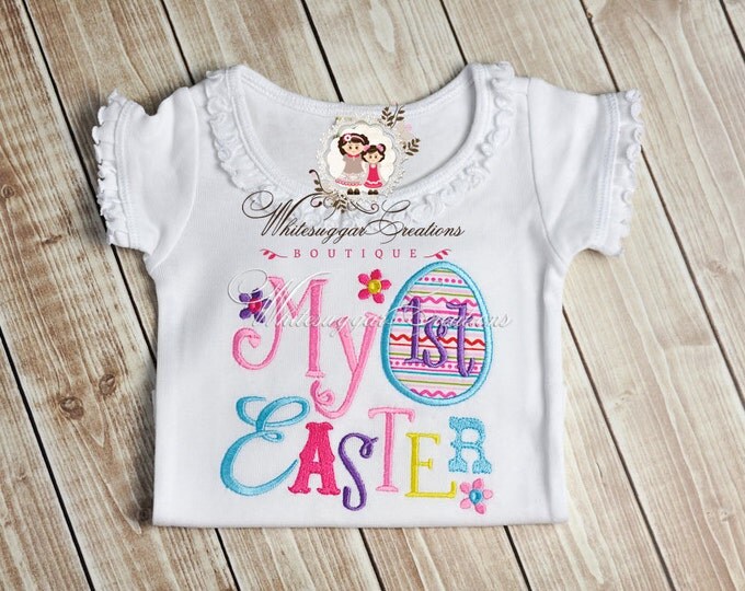 My First Easter Embroidered Shirt for Girls 2 - Personalized Shirt - Custom Easter Bodysuits for Baby Girls