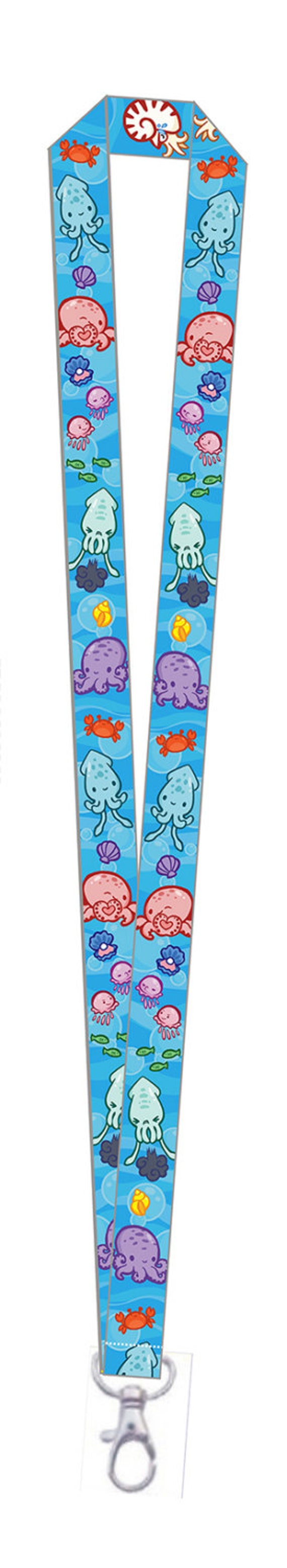 Adorable Underwater Octopus and Squid Lanyard