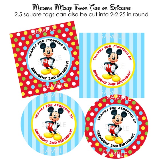 printable modern mickey mouse favor tags or by modpoddesigns