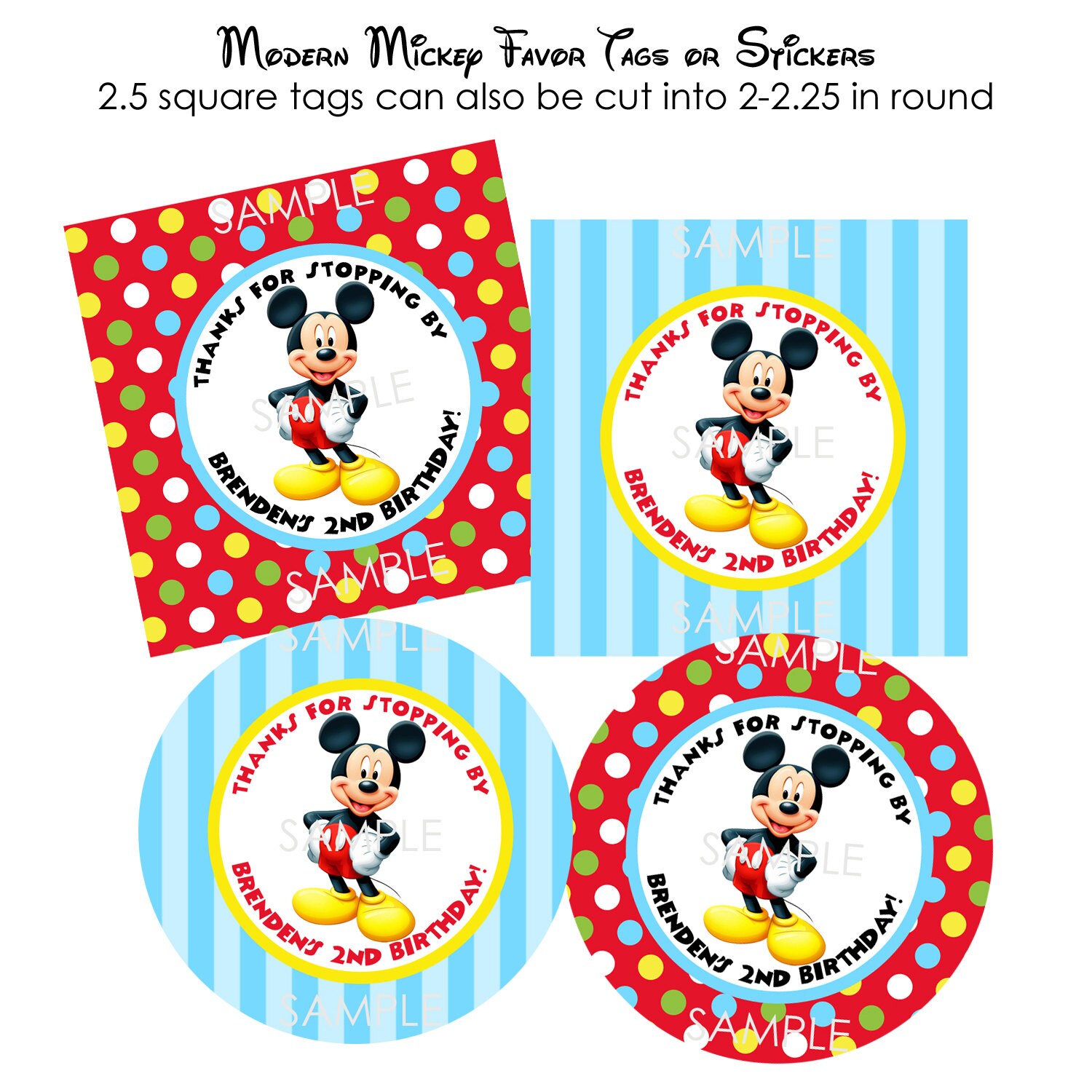 PRINTABLE Modern Mickey Mouse Favor Tags or by modpoddesigns