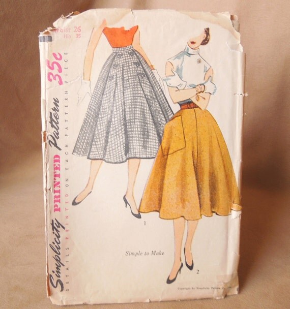 SALE...Vintage 50's Circle Skirt Pattern Simplicity 3762