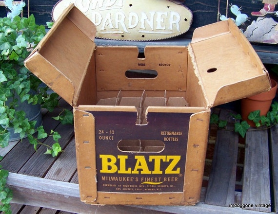 Vintage Blatz Beer Box Cardboard Crate for 24 12 oz Bottles