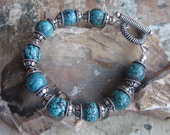 Everyday Turquoise Bracelet -- Sterling and Turquoise Genuine