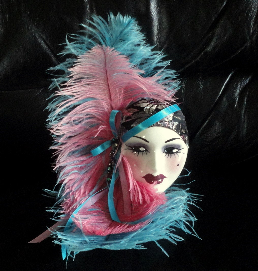 Vintage Porcelain Ceramic Wall Art Mask