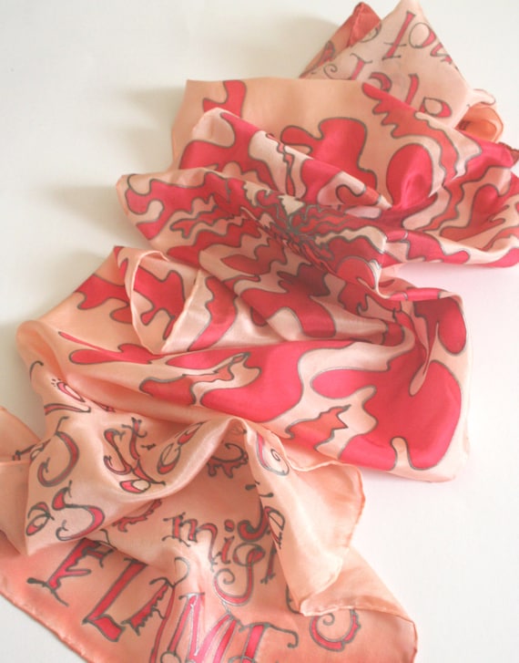 Inspirational Gift. Love is as strong as death.  Love Scarf. Hand Painted Silk.. foulard de soie