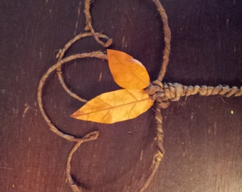 Rustic Hearts Leaves Cake Topper - Wedding natural autumn fall orange leaves wire bark love tree winter gold orange brown barn woodland