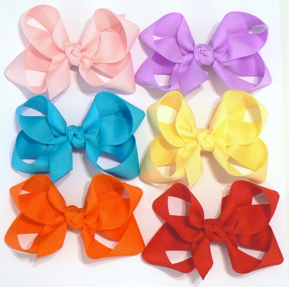 Girls Hair Bow Set Medium Childrens Kids Boutique Fashion