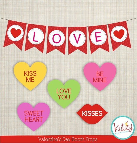 Printable Valentine's Day photo booth props
