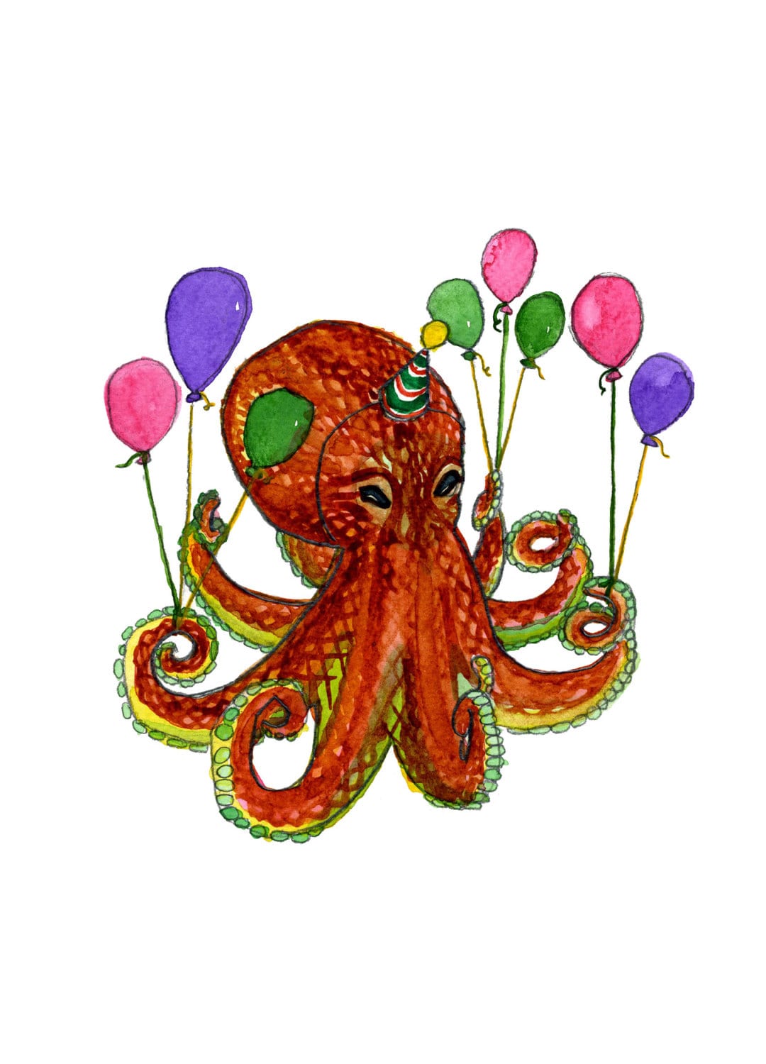 Octopus Birthday Card by APlaceInSpace on Etsy