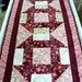 Quilted Table Runner, Table Topper, Tablecloth - Maroon, Mauve and White - 18" wide x 42" long