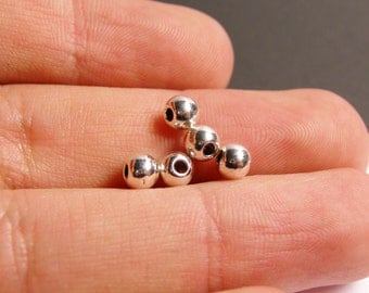 100 silver beads - 4mm x5mm rounded beads - hypoallergenic - 4mm silver round - ASA17