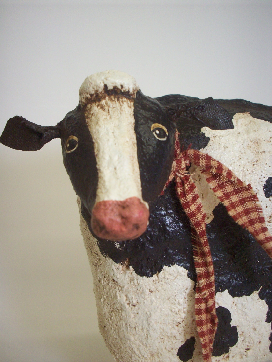 Primitive Paper Mache Folk Art Cow