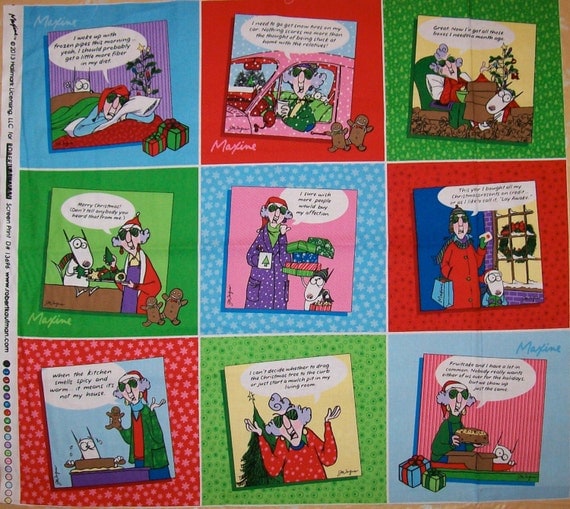 A Wonderful Robert Kaufman Maxine At Christmas Fabric Panel